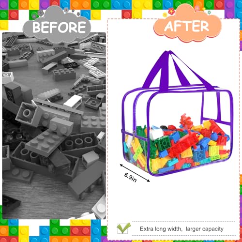 6 Packs Large Clear PVC Toy Storage Bags with Zipper Q254799