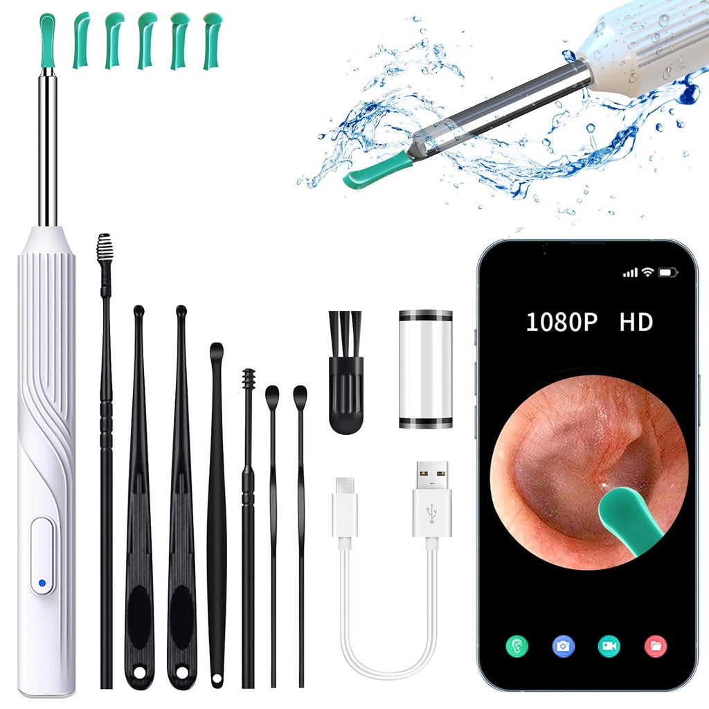 Ear Wax Removal Tool Camera with 8 Pcs Ear Set, 1080P HD Otoscope Camera and 6 LED Lights R866