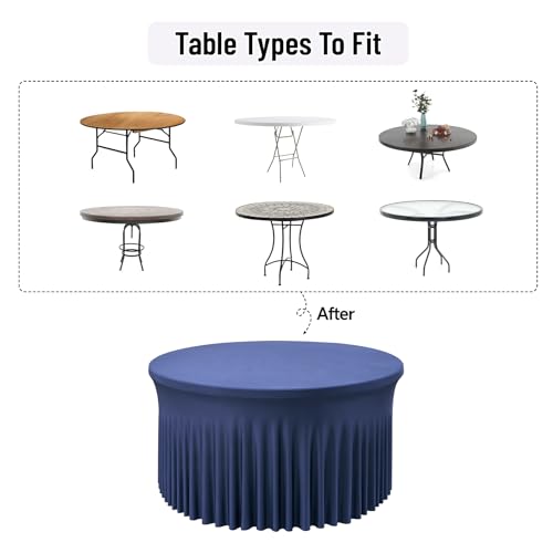 6 Pack 5FT Round Black Stretchable Spandex Tablecloth I95639