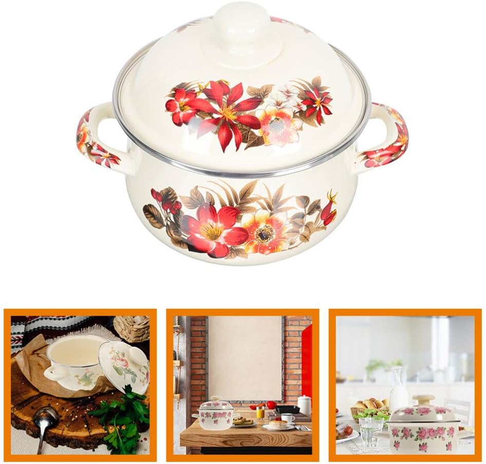 Small Enamel Pot with Lid 22cm X9882