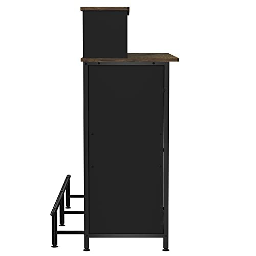Brown Mini Bar Table with Storage and Footrest R835123