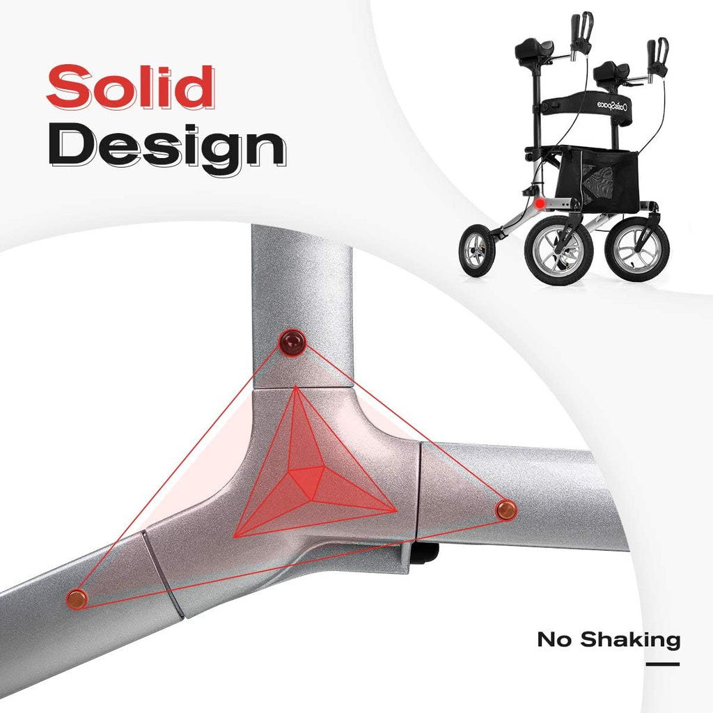 Upright Walker with 12” Pneumatic Wheel and Padded Bath Seat with 6 Height Adjustable Tube W735