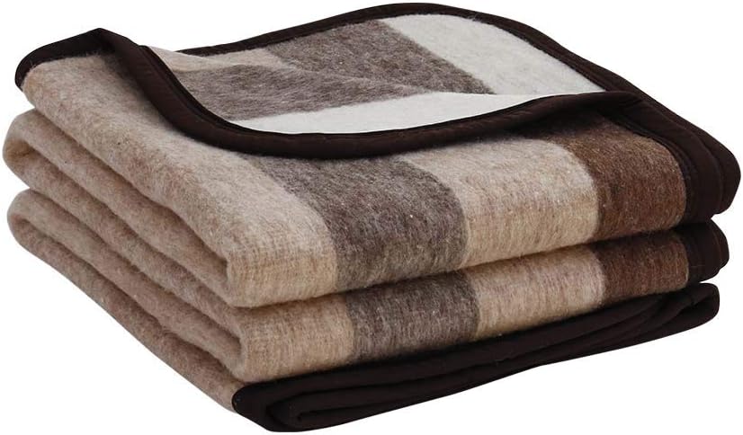 Beige/Brown/Gray Full/Queen Alpaca Sheep Wool Blanket T499