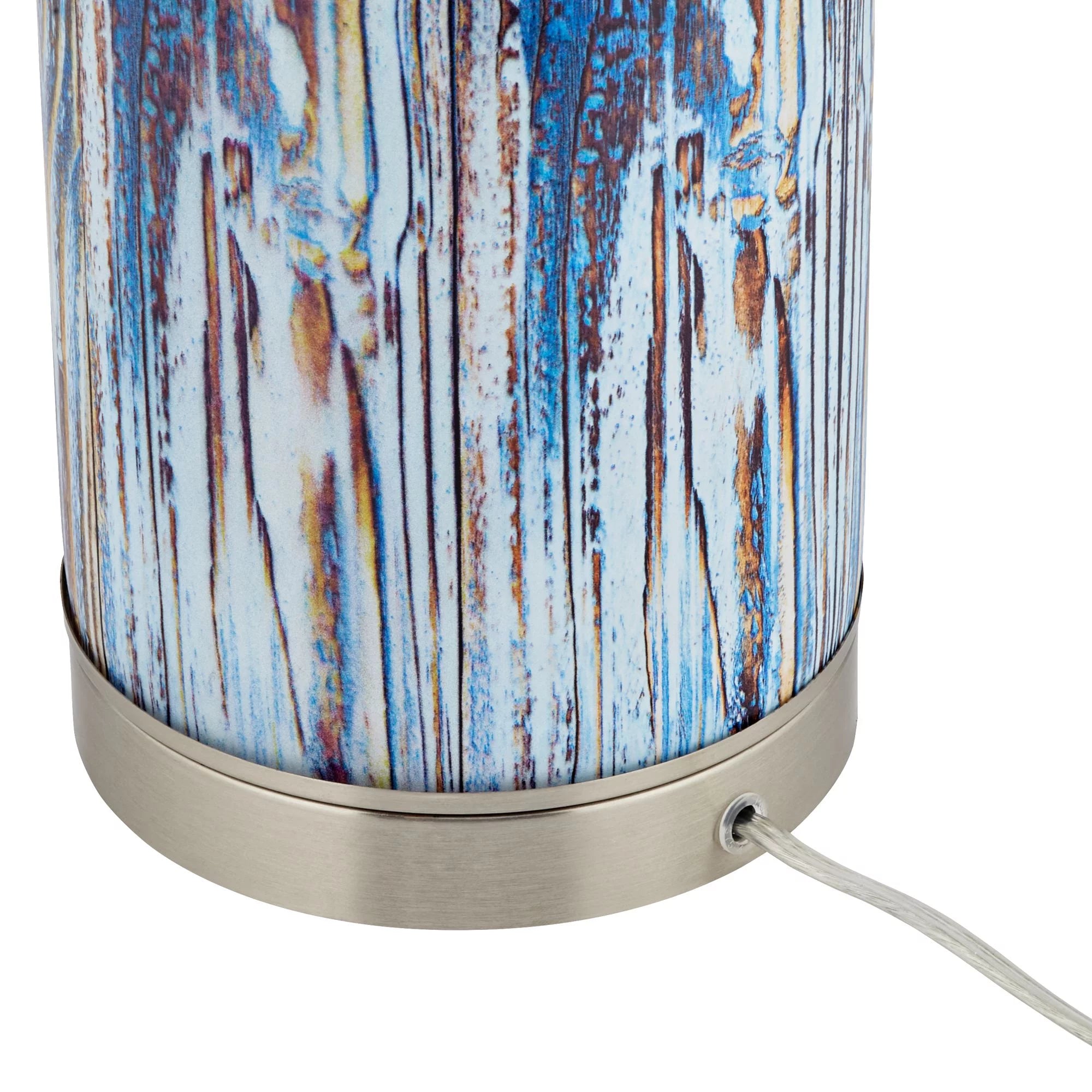 Brushed Nickel Blue Glass White Shade Table Lamp 26 1/2" High X100943