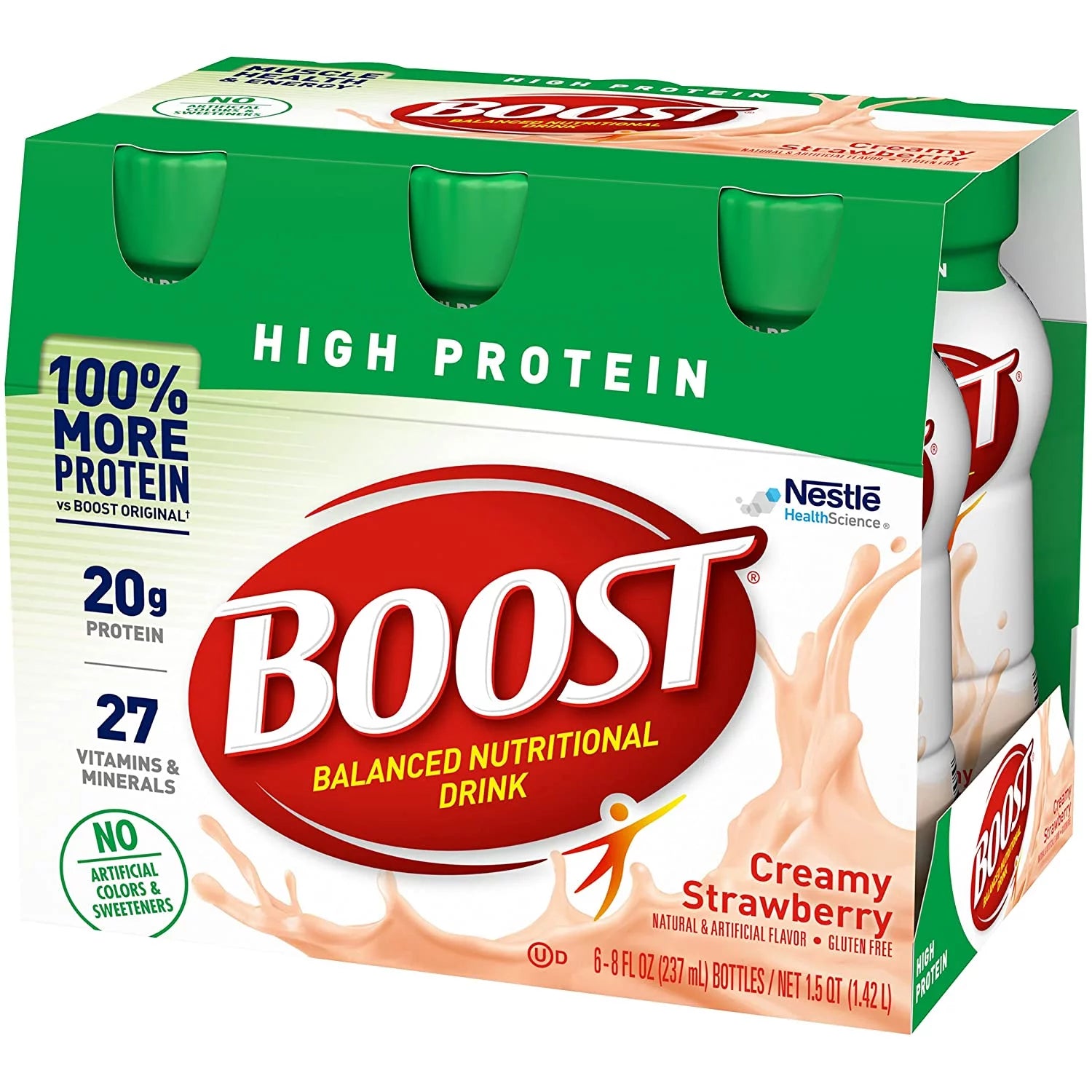 Creamy Strawberry 6 ct. 8 fl. oz. Bottles Pack of 3 High Protein D756