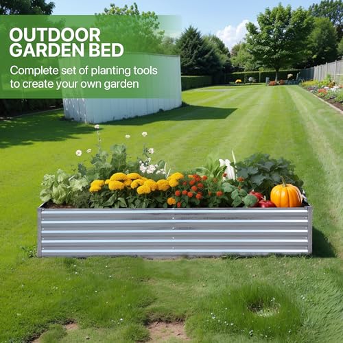 Galvanized Raised Garden Bed 8x4x1.5FT Metal Deep Planter B597