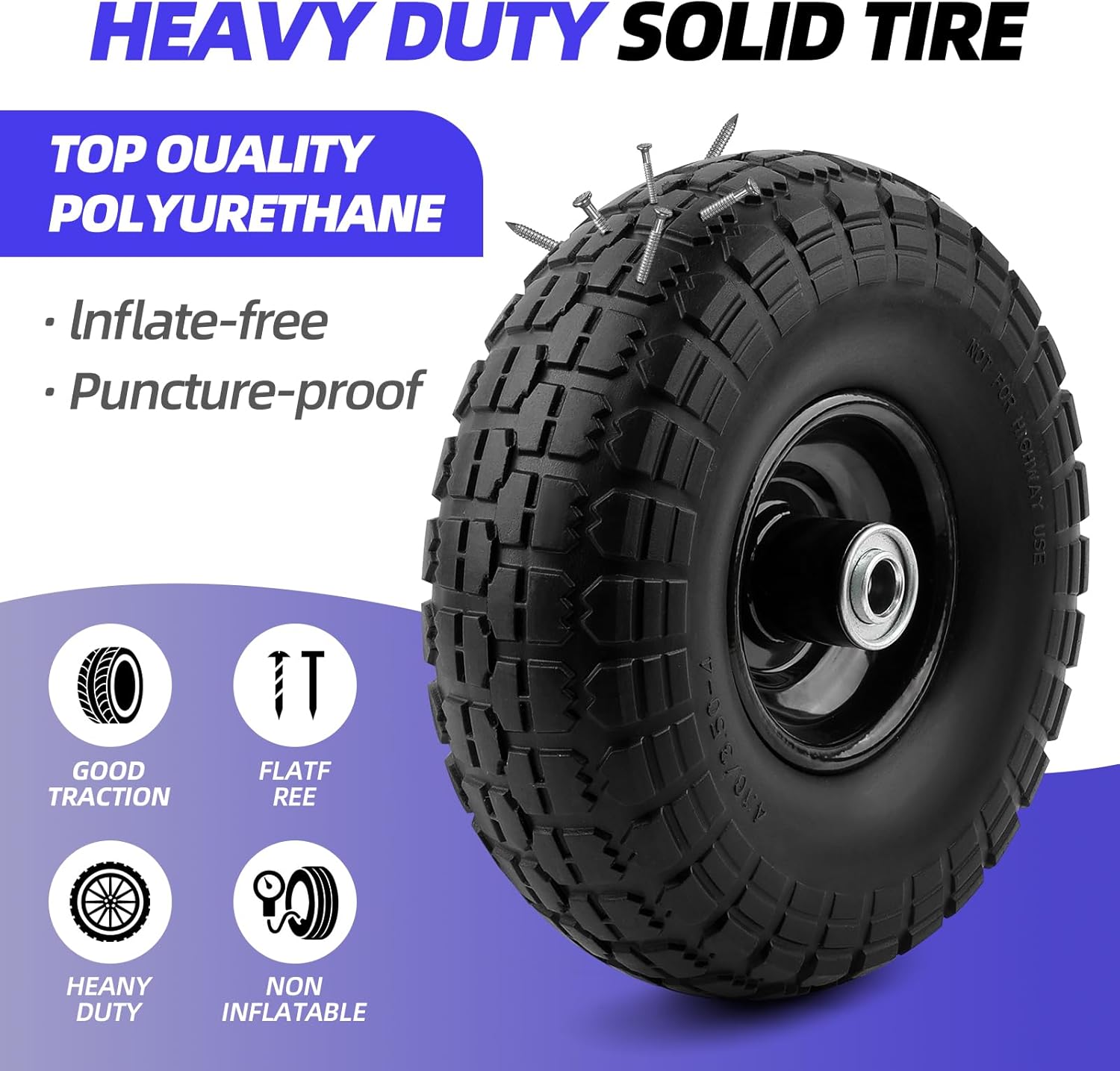 10" Flat-Free Black Replacement Tires 4 Pack C280