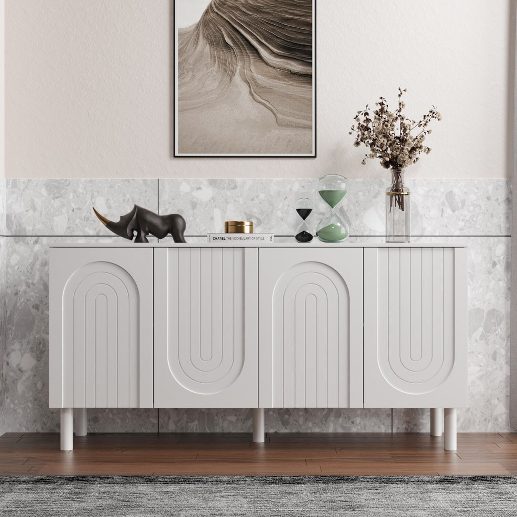 63.2"W Bookcase Credenza Sideboard Buffet with Drawer & Pop-Up Doors Z6197