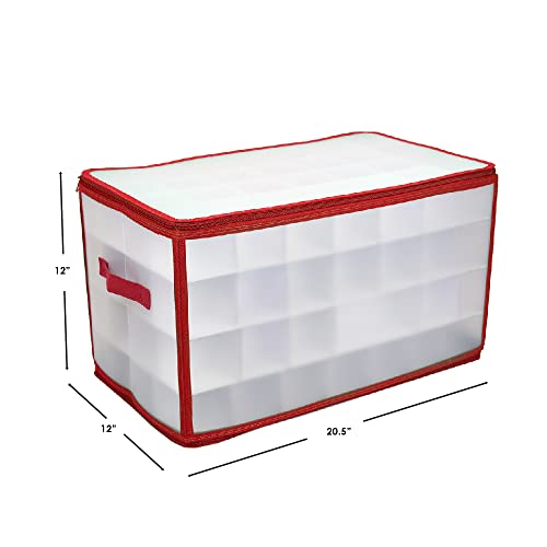 64 Compartment Zippered Christmas Ornament Box with Handles Q5692