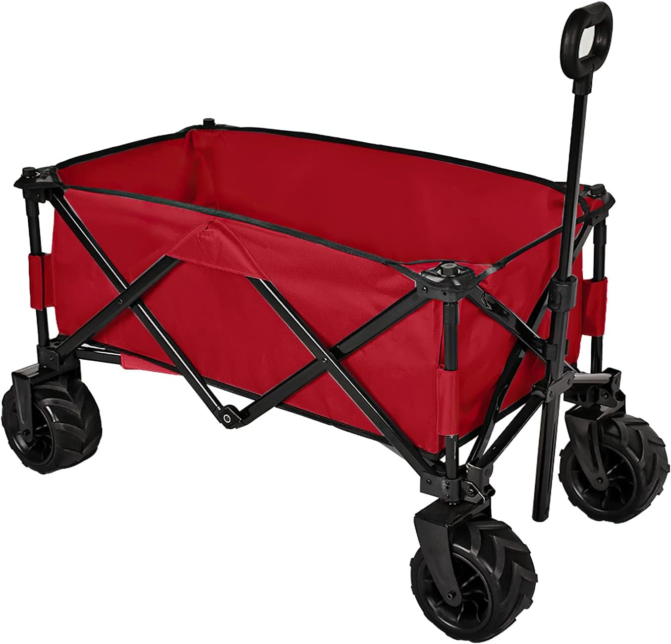 Large Capacity Collapsible Wagon Cart with Big Wheels (Black) W4924