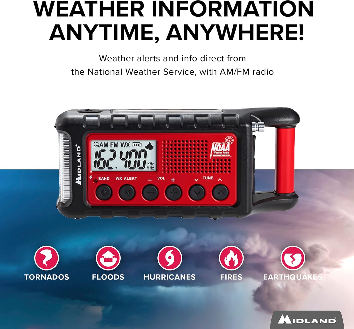 Red Black Emergency Crank AM/FM Radio Pack of 2 G117771