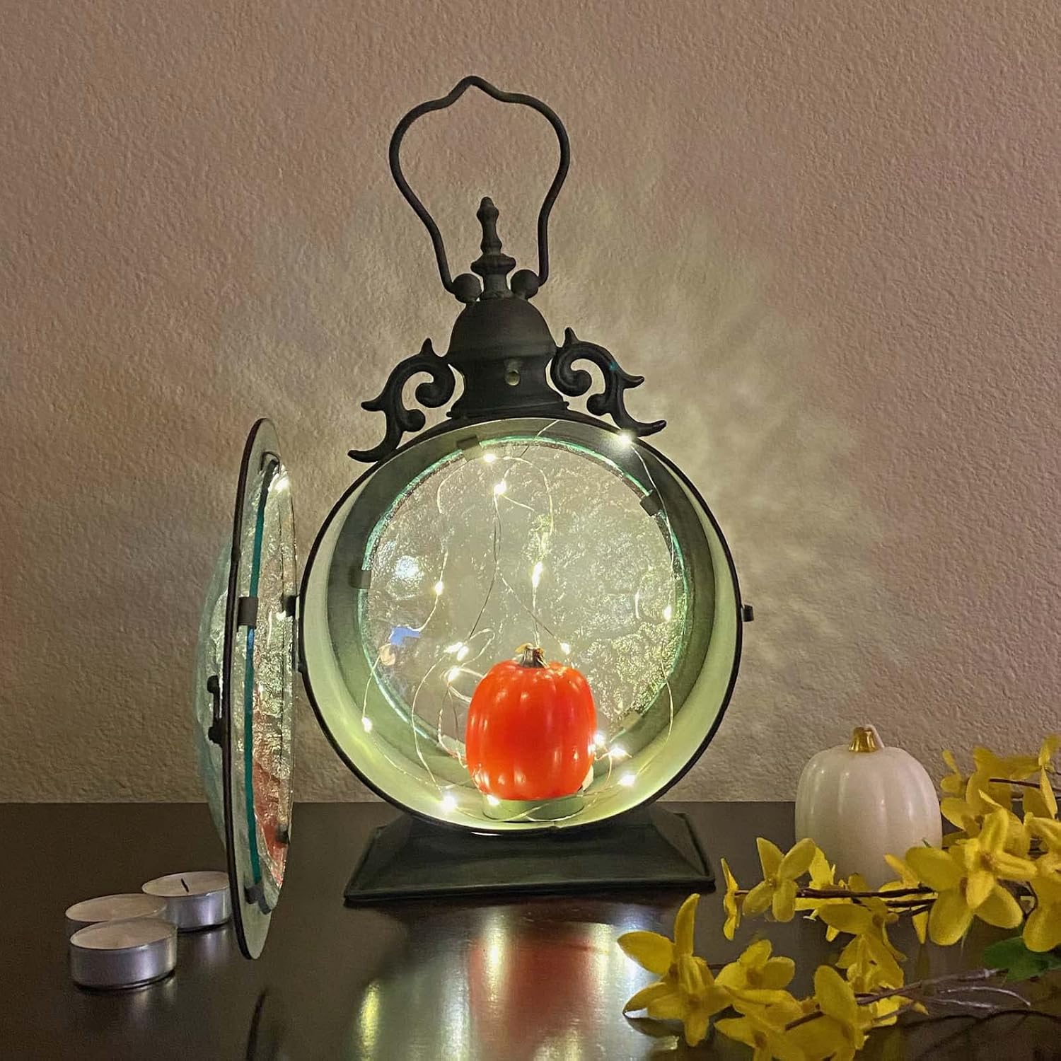 Metal Round Hanging Candle Lantern with Glass Insert G315