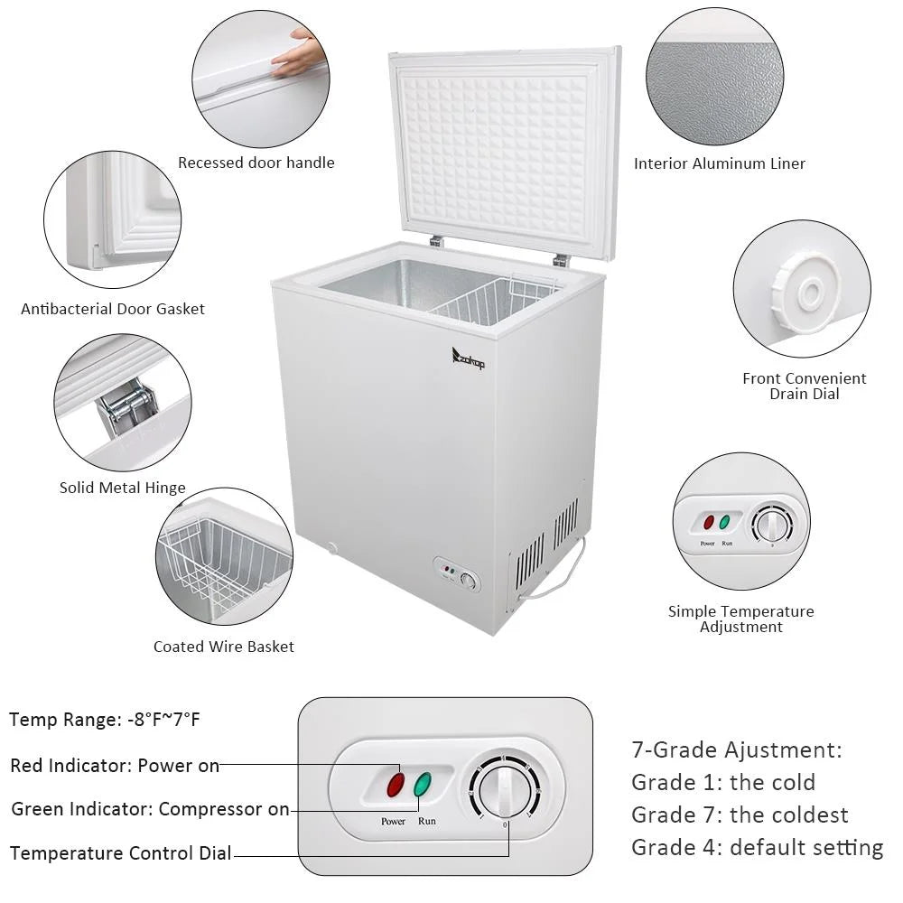 White 5.0 Cu.ft Single Door Chest Freezer L1787