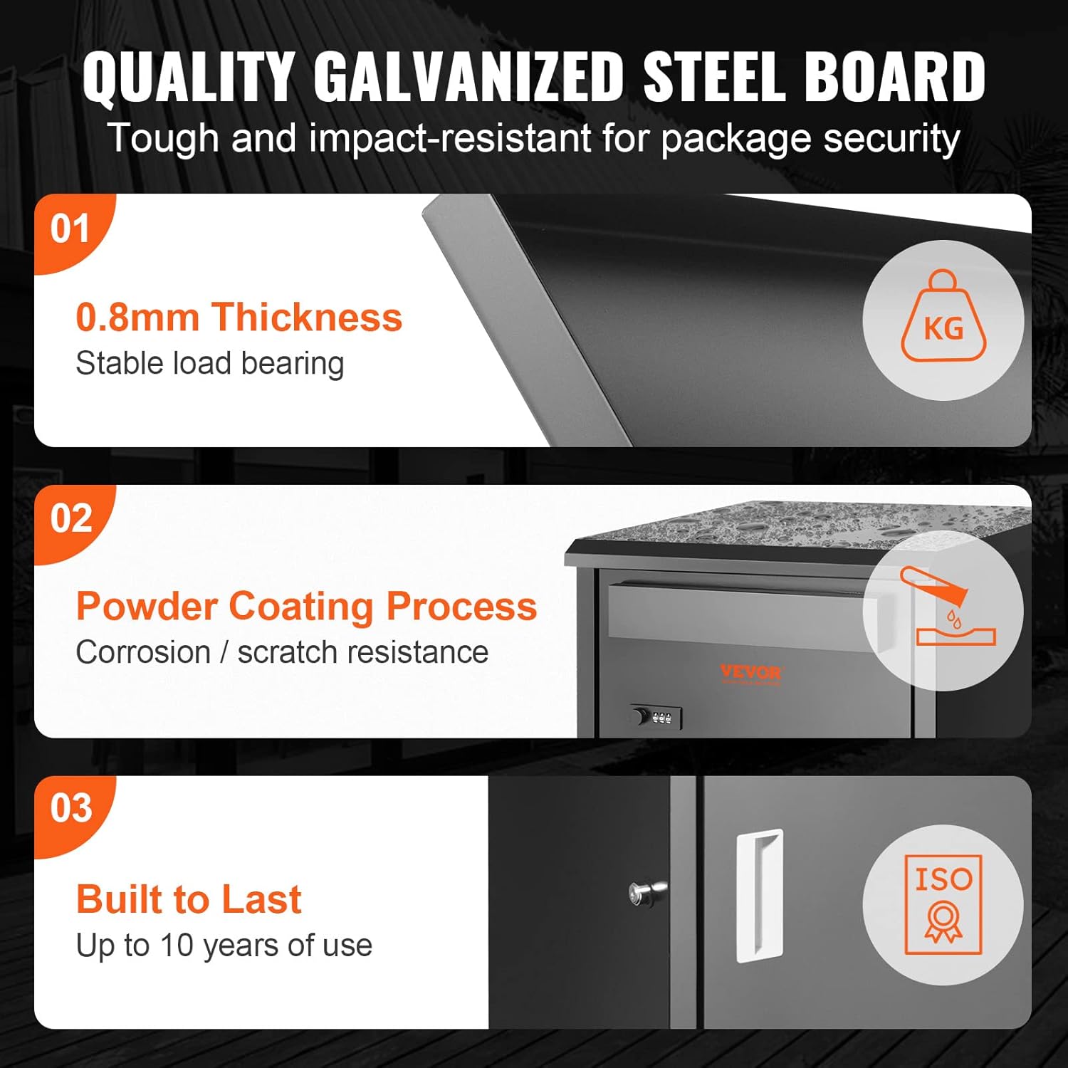 Galvanized Steel Package Delivery Box with Coded Lock M4293