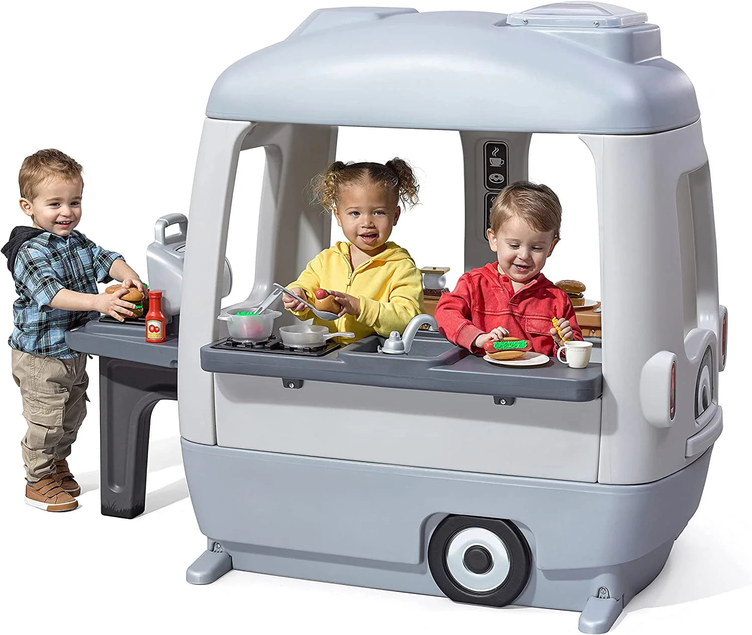 Gray Toddler Outdoor Playhouse with 50pc Accessory Set J95166