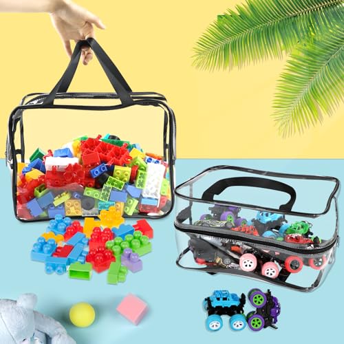 6 Packs Large Clear PVC Toy Storage Bags with Zipper Q254799