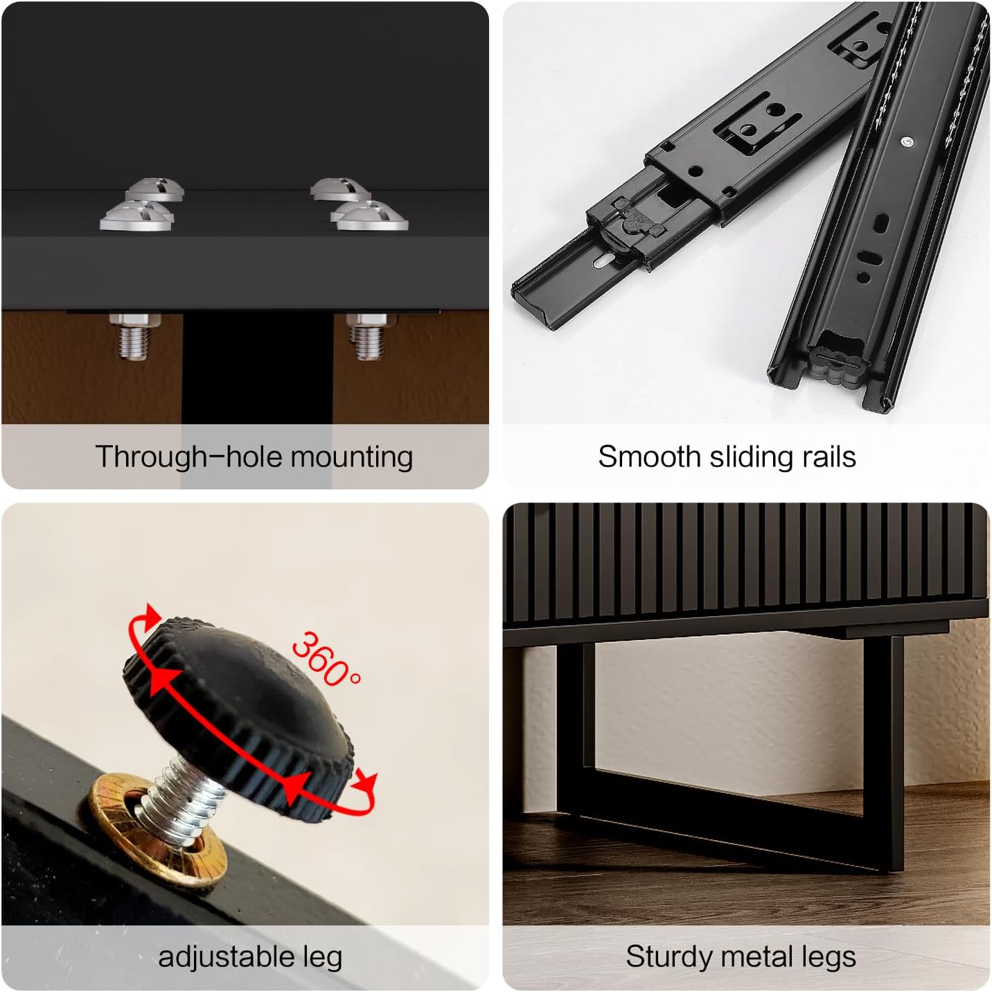 Black 6 Drawer Dresser W980