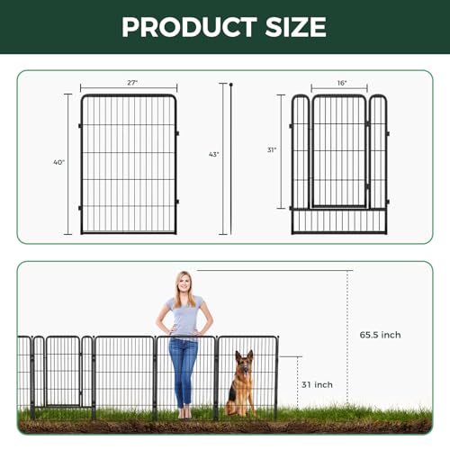 Black 40in x 36.0ft 16 Panels Metal Garden Fence Y24750