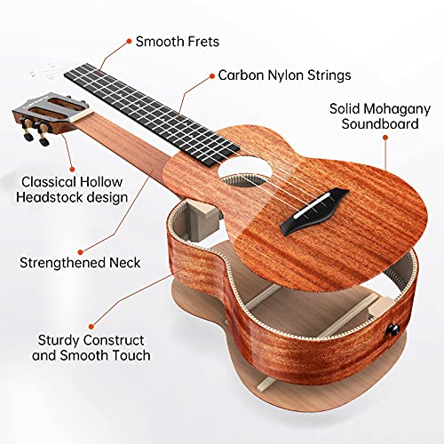 Solid Mahogany Soprano Ukulele 21" with Gig Bag Tuner Strings Picks and Strap Z17840