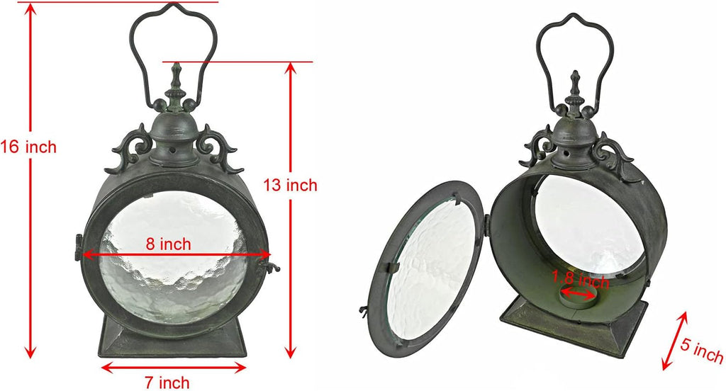Metal Round Hanging Candle Lantern with Glass Insert G315