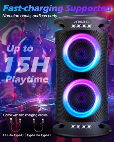 Large Bluetooth Speaker, 260W Peak, Portable, 15Hr Playtime A705281