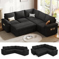 Dark Grey 7 Seat Modular Sectional Sofa with Pull Out Bed Q9448