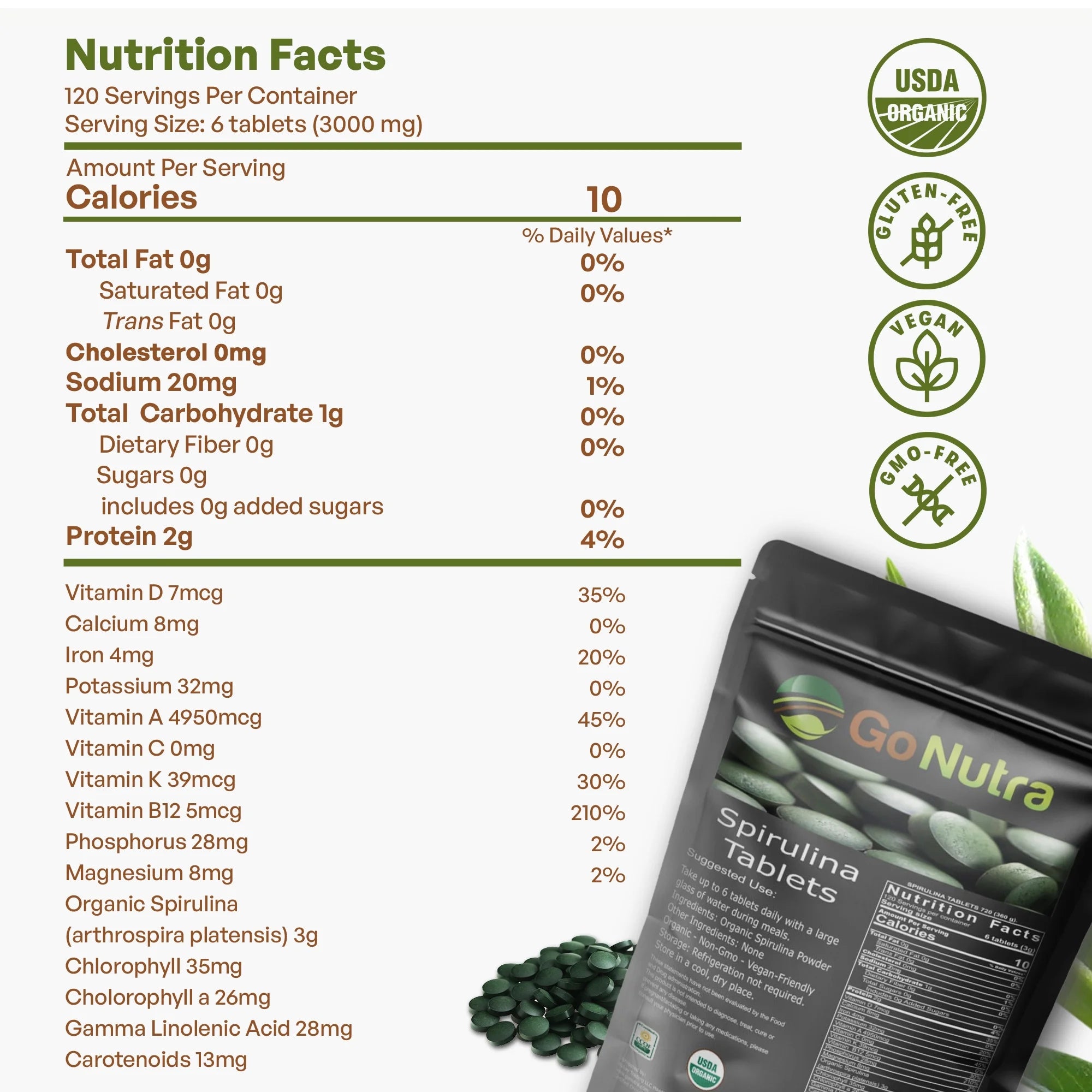 3000mg Spirulina Tablets, 720 Tablets F175
