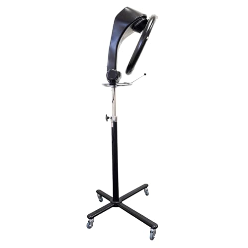 Professional Infrared Hair Color Processor & Multi-Function Dryer Accelerator w/Rolling Base - Heavy Duty Adjustable Standing Hair Dryer (Black) Z40928