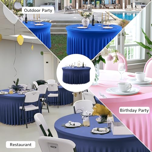 6 Pack 5FT Round Black Stretchable Spandex Tablecloth I95639