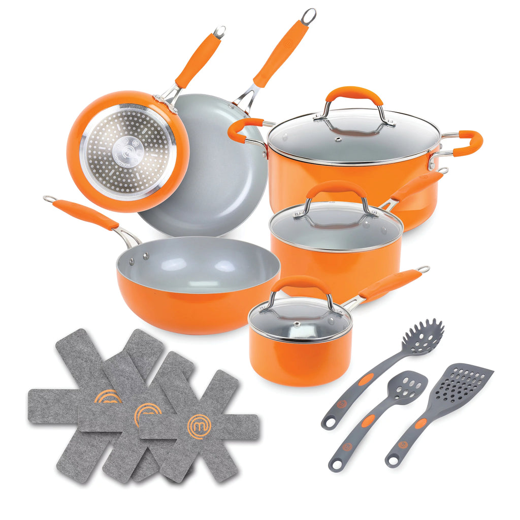 15 Pieces Orange Cookware Set T57605