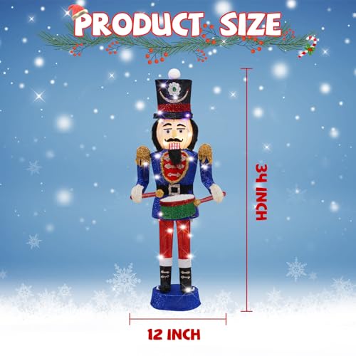 34" Lighted-up Blue Nutcracker Soldier Christmas Decoration C664