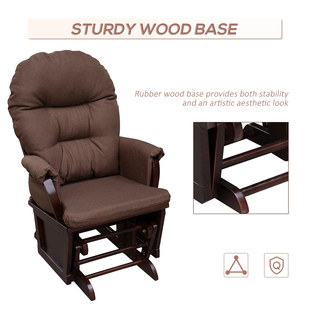 Brown Nursery Glider Rocking Chair with Ottoman S755