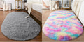 Grey & Rainbow Shag Oval Area Rug Set of 2 I4084