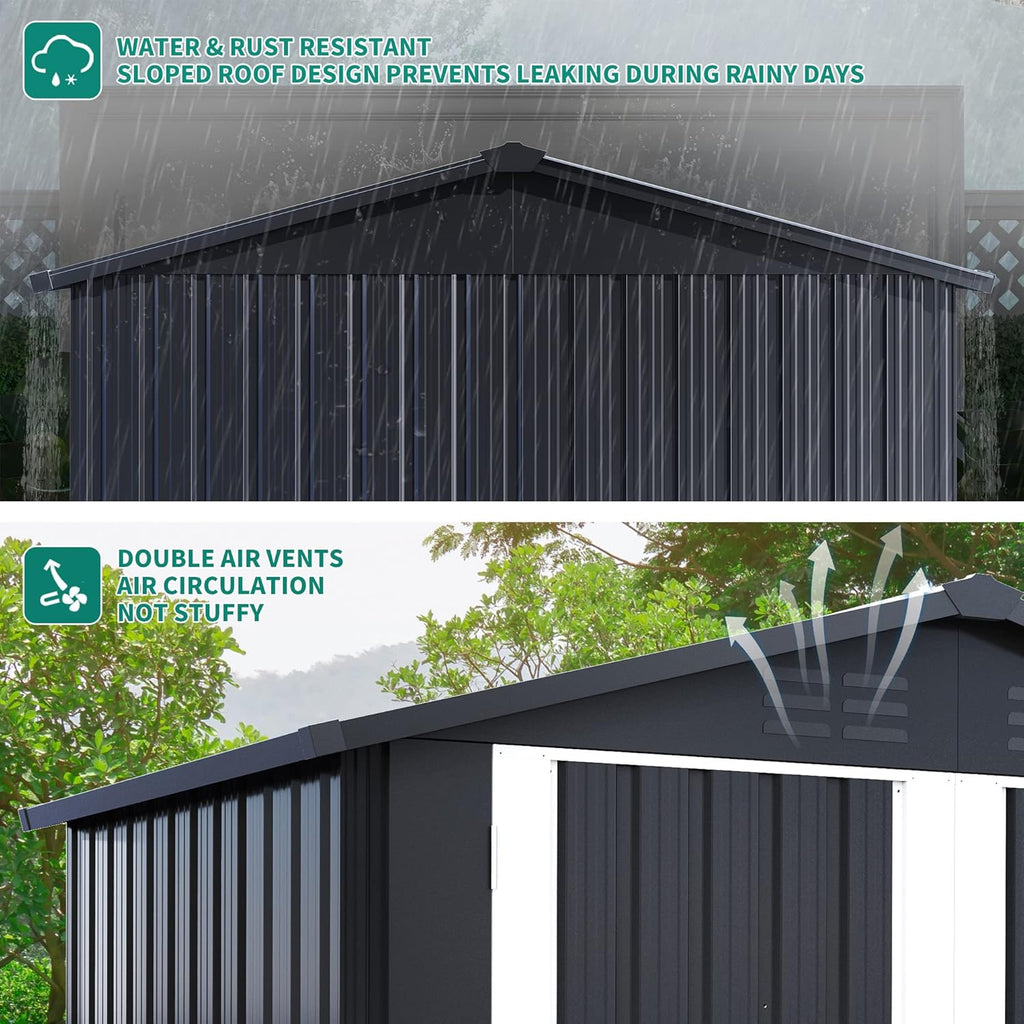 Black 6 x 4FT Metal Outdoor Storage Shed D676465