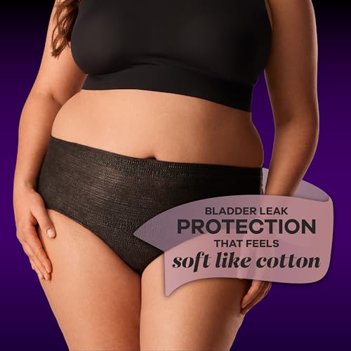 XL Black Maximum Protection Incontinence and Postpartum Underwear, 16 Count D270692