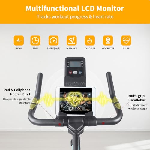 Stationary Exercise Bike with LCD Monitor and Comfortable Seat Cushion Q695078