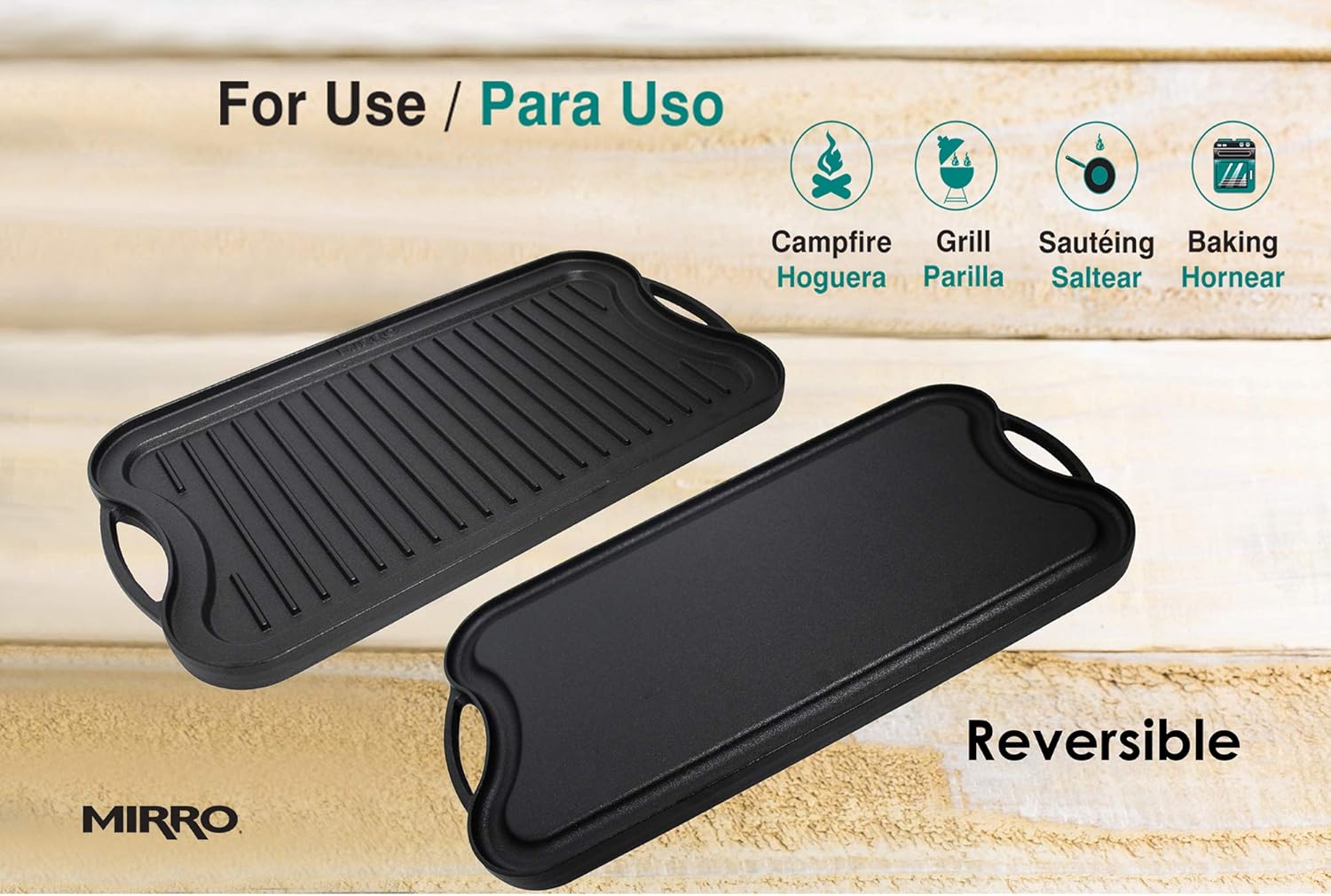 Pre-Seasoned Cast Iron Reversible Grill Griddle 20 Inch x 10.5 Inch Black U5586
