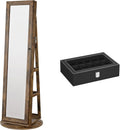 360° Swivel Jewelry Cabinet with Full-Length Mirror and 12-Slot Watch Box I957861