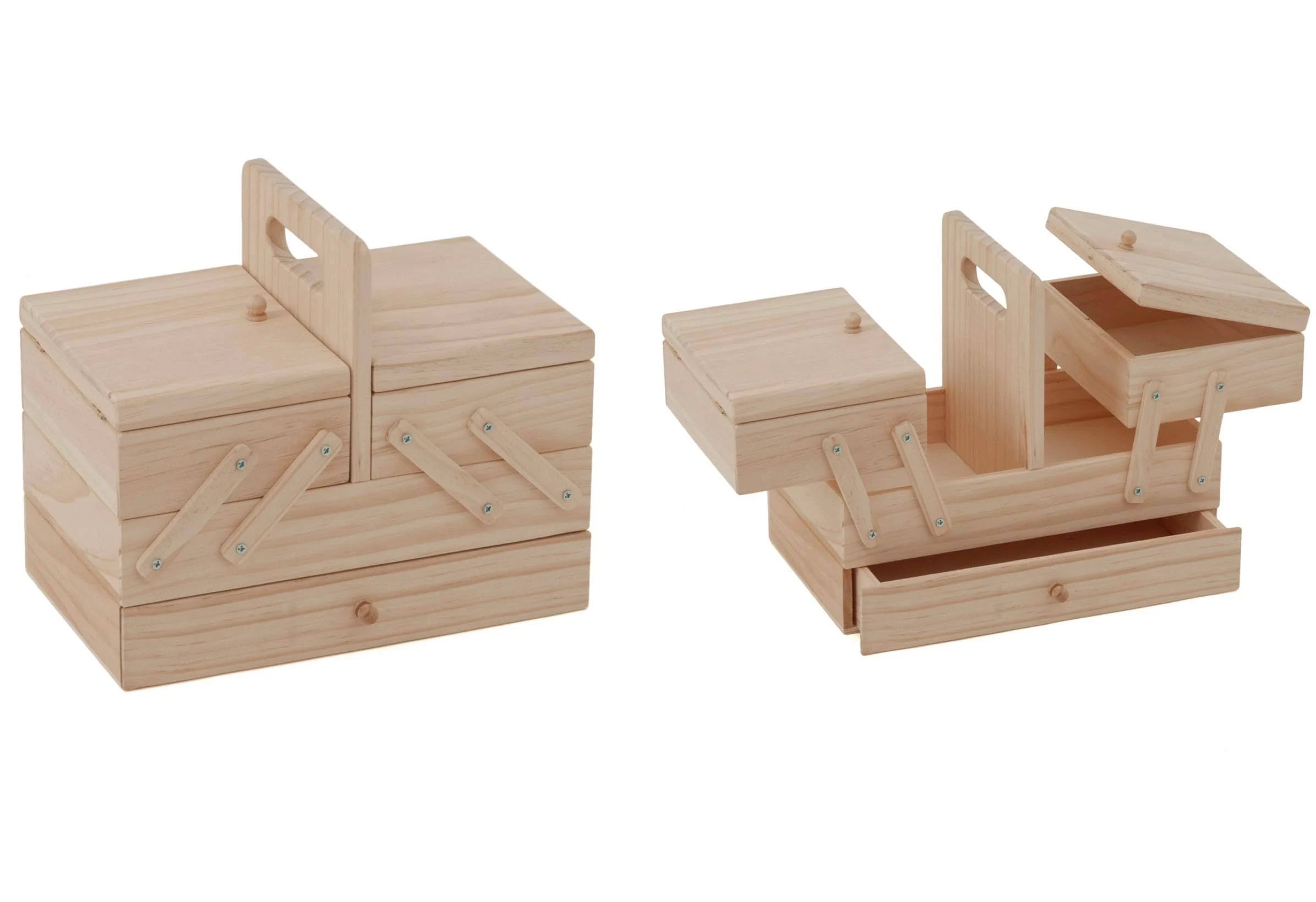 Wood Cantilever Sewing Box with 3 Compartments and Drawer R439848