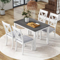 5-Piece Grey Wood Dining Table with 4 Chairs Set R390