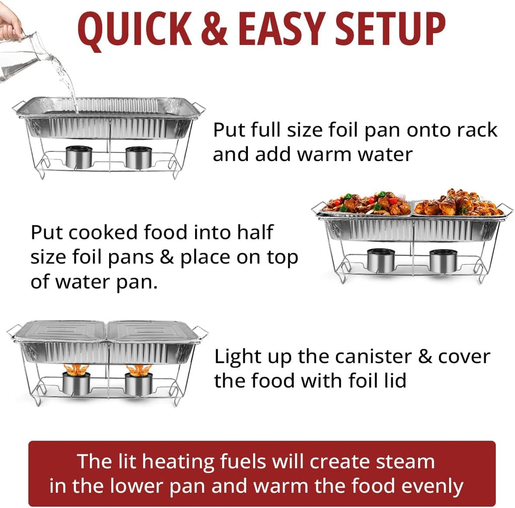 33 Piece Disposable Chafing Dish Buffet Set with 2.5 oz Fuel Cans C5244