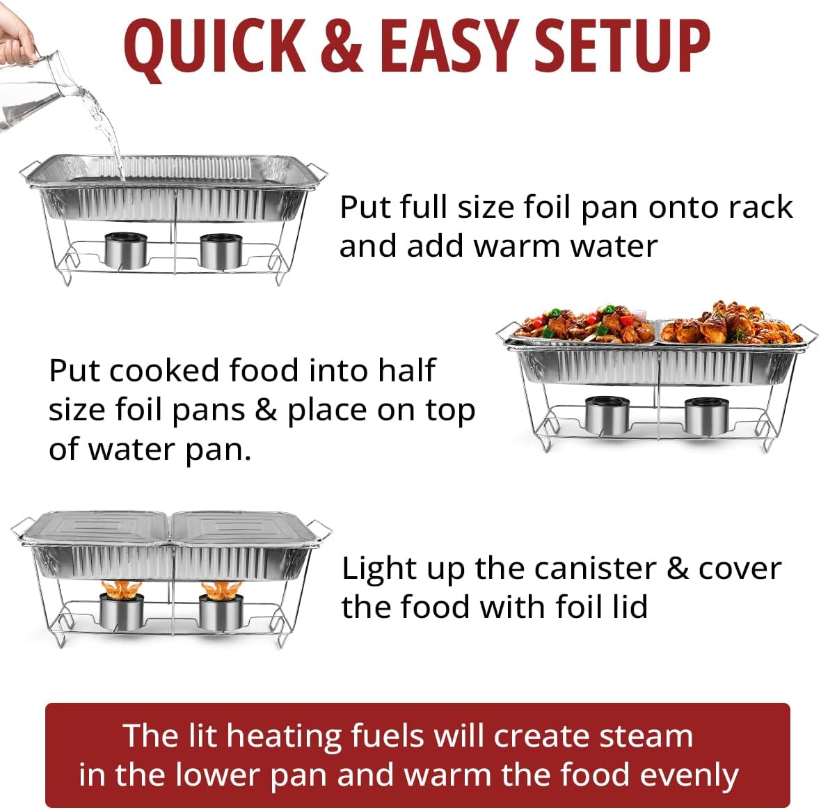 33 Piece Disposable Chafing Dish Buffet Set with 2.5 oz Fuel Cans C5244