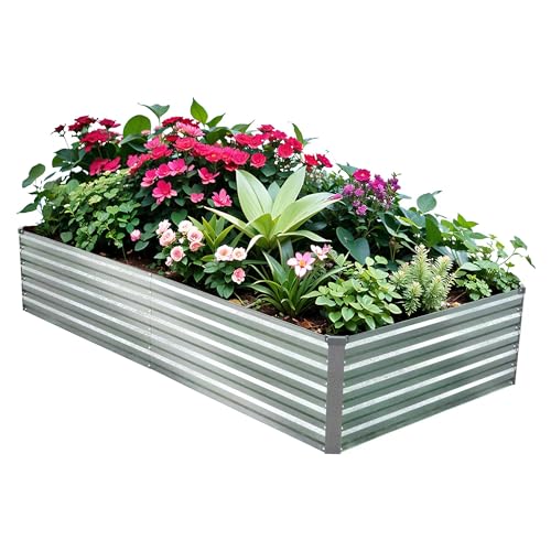 Galvanized Raised Garden Bed 8x4x1.5FT Metal Deep Planter B597