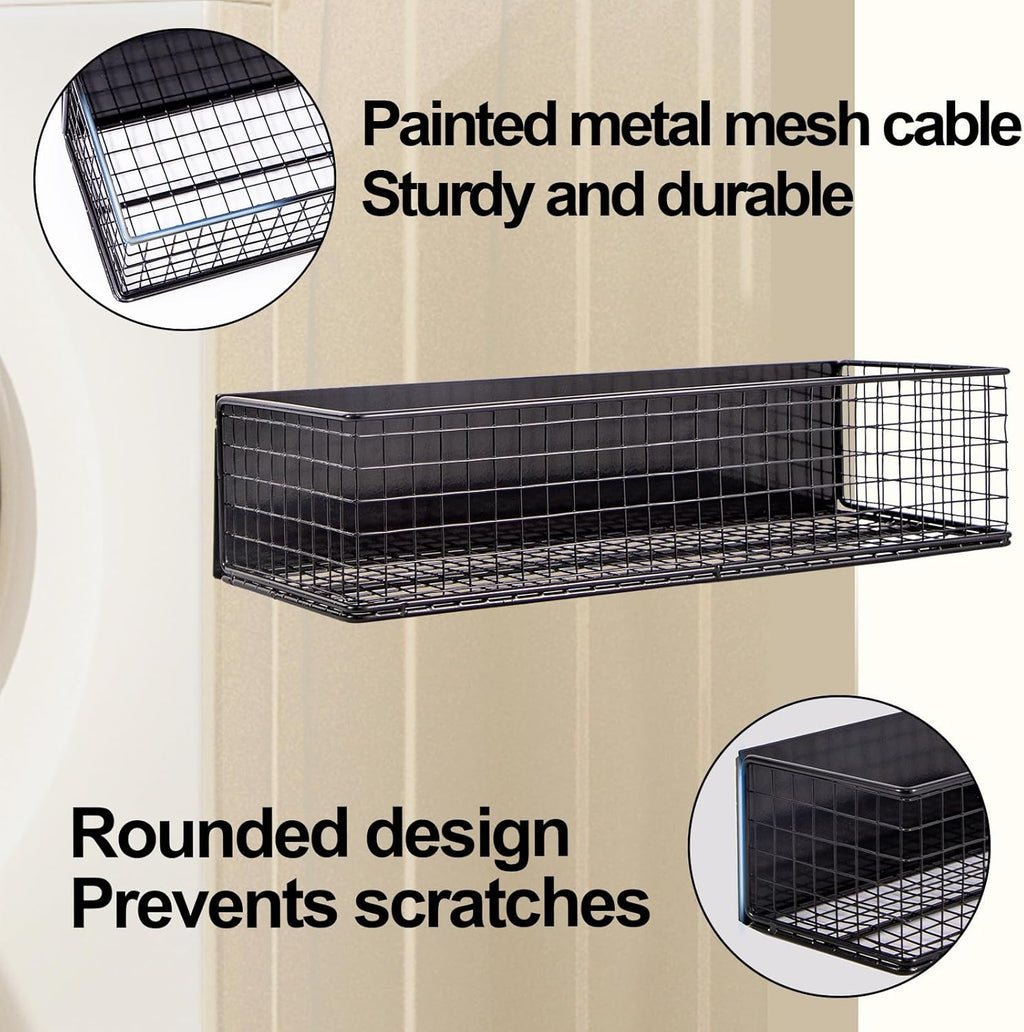 Black Magnetic Wire Mesh Shelf, 13.77" x 5.11" x 3.26" P701