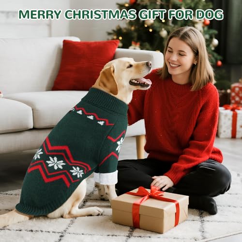 XXL Dog Knit Turtleneck Pullover with Leash Hole H7289