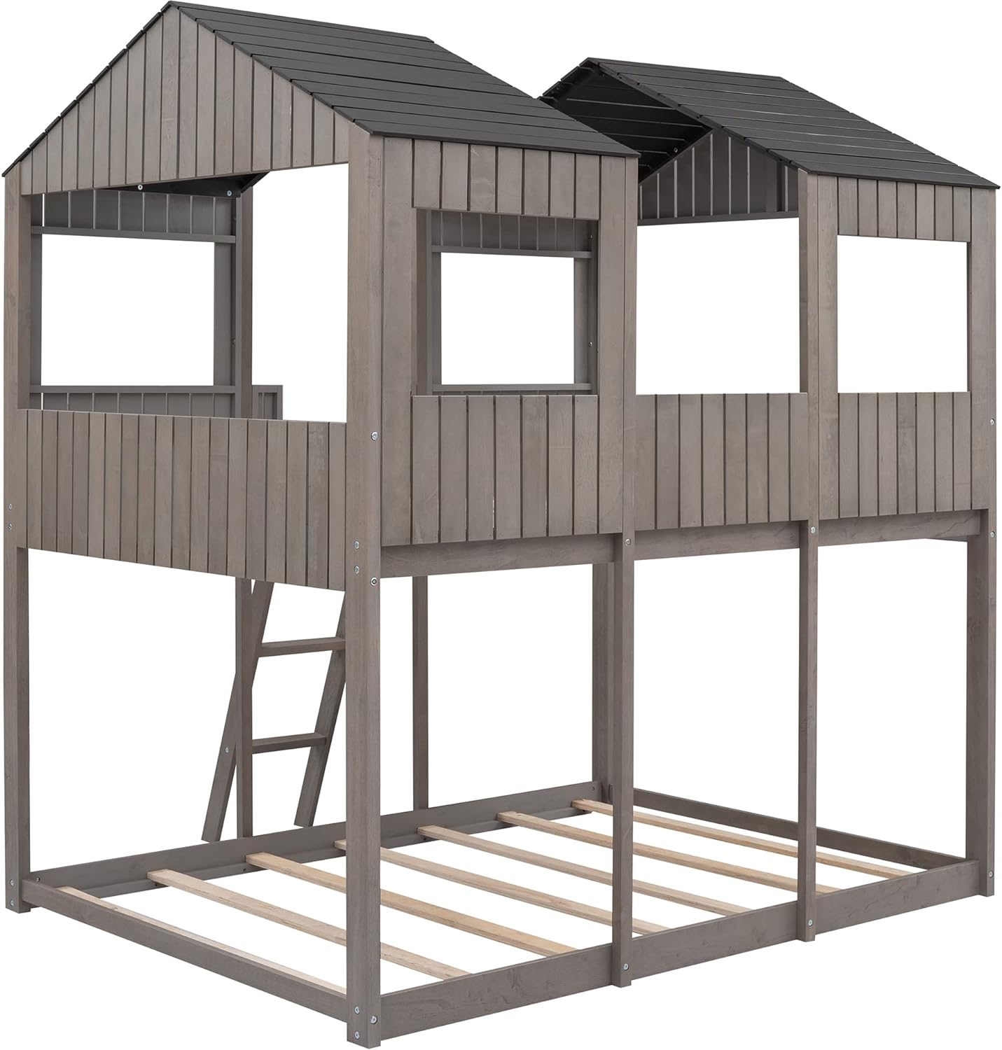 Antique Gray Full Over Full Wooden Bunk Bed D914