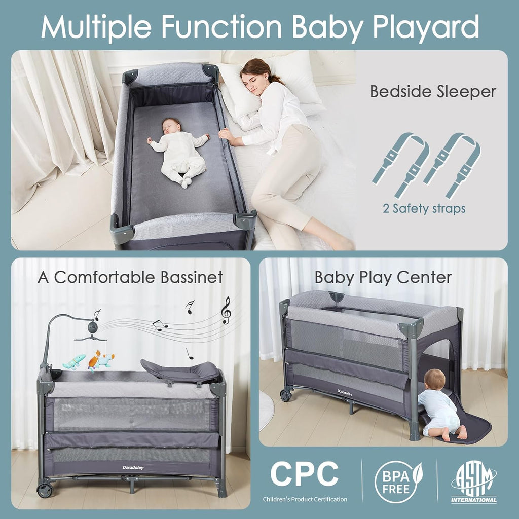 5 in 1 Pack and Play with Mattress, 3 Layers U790117