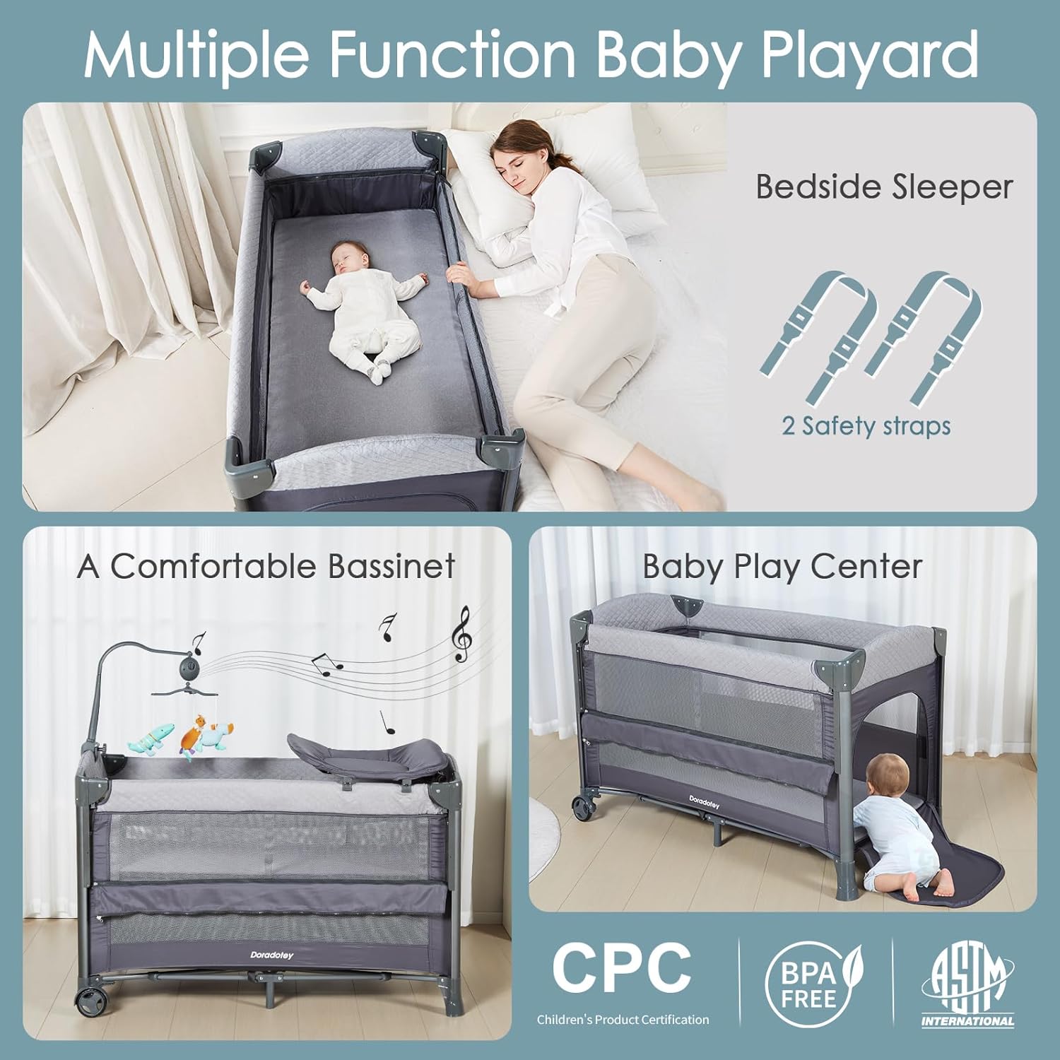5 in 1 Pack and Play with Mattress, 3 Layers U790117