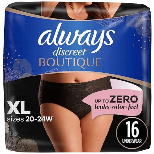 XL Black Maximum Protection Incontinence and Postpartum Underwear, 16 Count D270692