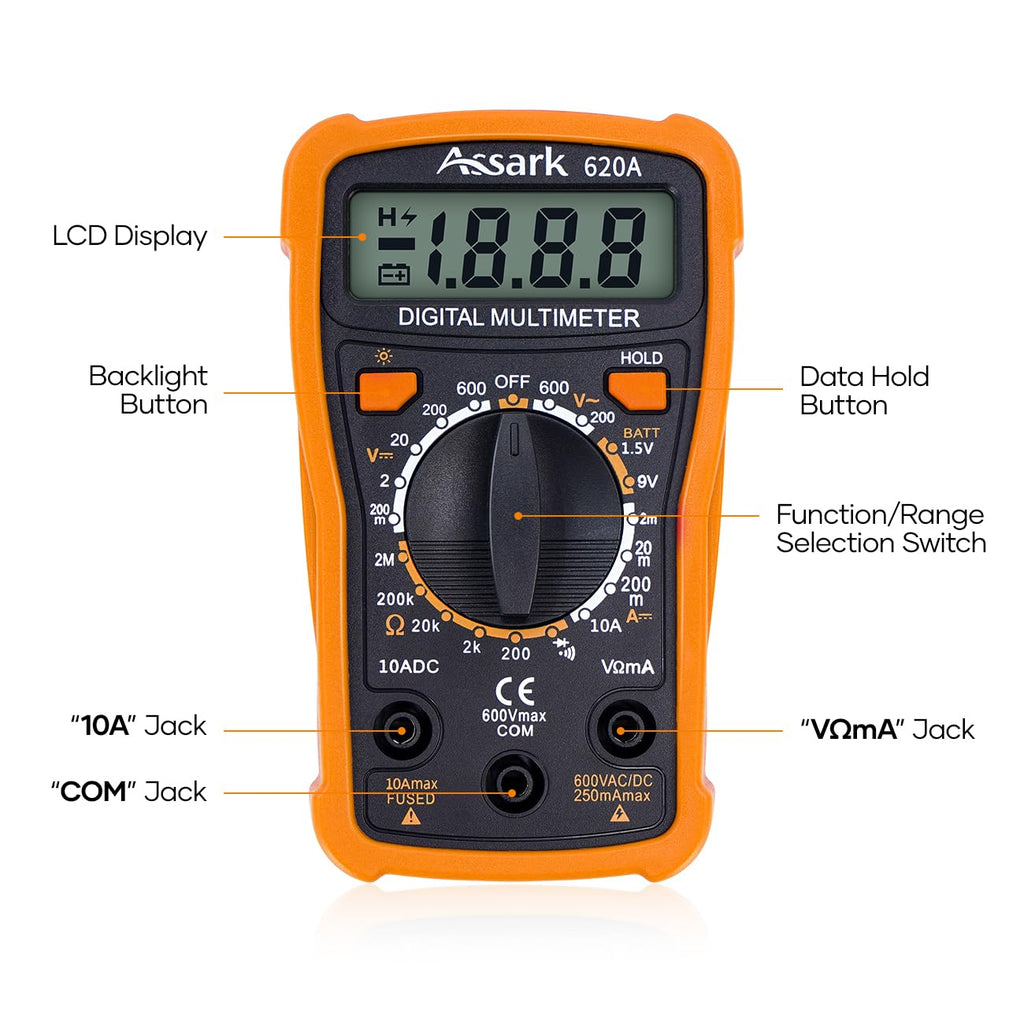 2000 Counts Digital Multimeter with Backlit LCD Display G59557